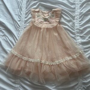 Tahari Pink Floral Embroidered Kids Formal Dress